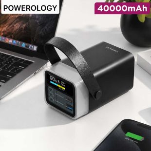 40000mAh Laptop Power Bank with 2 USB-C and 2 USB-A Ports and RGB Light by Powerology