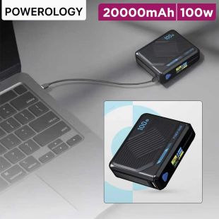 20000mAh Laptop Power Bank with USB-C and USB-A Ports and 15W MagSafe Wireless Charging 100W by Powerology