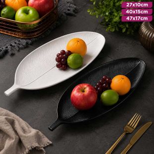 Leaf Shaped Bamboo Wood Decorative Serving Tray