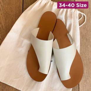 Women's Genuine Leather Flat Slippers
