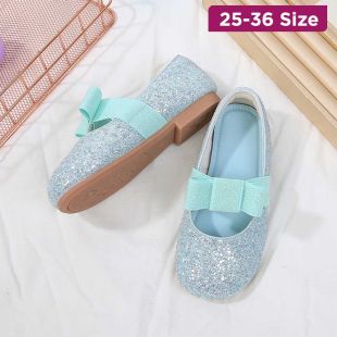 Crystal Bow Girls' Leather Shoes