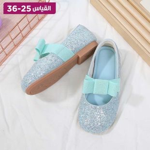 نعال جلد بفيونكة كريستال للبنات