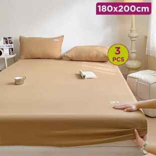 Fitted Bed Sheet Set 3Pcs - 180 x 200 cm