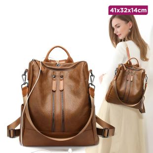 Women's Leather Backpack - 41 × 32 × 14 cm