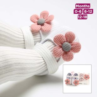 Little Flower Baby Shoes with Headdress - 3 Pcs
