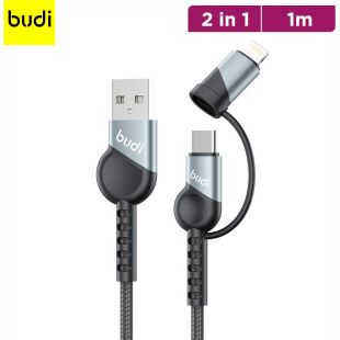 2-in-1 USB to Lightning and USB-C Charging and Sync Cable 1m by Budi