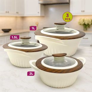 3Pcs Insulated Casserole Set (1L, 1.5L, 2L)