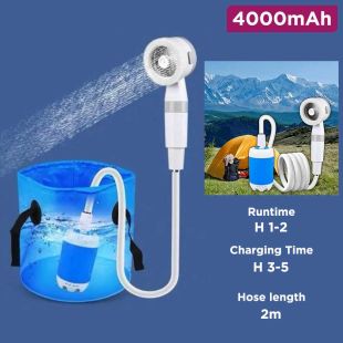 Rechargeable Camping Shower with Silicone Massage Head
