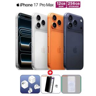 Apple iPhone 17 Pro Max 12GB RAM 256GB Mobile Phone 5G + Magsafe Shockproof Case + 4 Way Privacy Glass by Powerey + Super Fast Charger USB-A and USB-C 65W by LDNIO Bundle