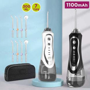 Rechargeable 300ml Oral Irrigator Water Flosser with 3 Modes and 7 Jet Tips - Assorted Color