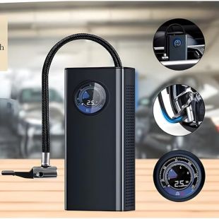 مضخة هواء صغيرة قابلة لإعادة الشحن للسيارة بسعة 3000 مللي أمبير مع شاشة عرض