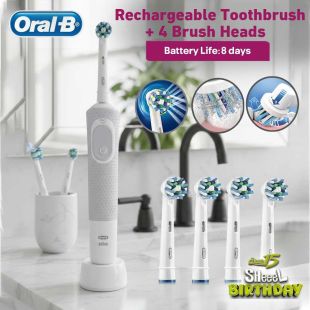 Rechargeable Vitality Toothbrush + 4 Brush Heads by Oral‑B
