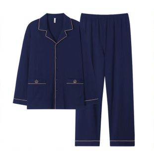 Regal Navy Autumn Long Sleeve Cotton Pajama For Men
