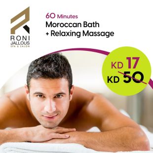60 Minutes Royal Moroccan Bath + Relax Massage for (60 min) for Men at -Roni Jallous Spa & Salon