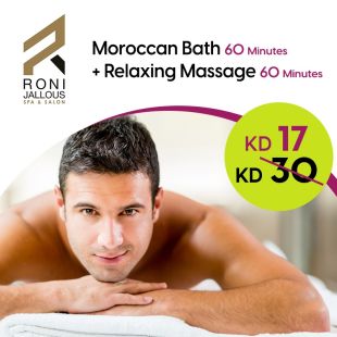  60 Minutes Royal Moroccan Bath + Relax Massage for (60 min) for Men at -Roni Jallous Spa & Salon