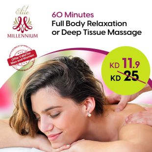 60 Minutes Full Body Relaxing or Deep Tissue Massage at Elite Spa - Millennium Hotel