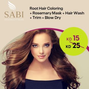 Root Hair Coloring + Rosemary Hair Mask + Hair Wash + Trim + Blow-Dry at Sabi Spa Salon