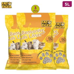 Fat Tiger Bentonite Cat Litter ( Lemon ) 3 X 5 L