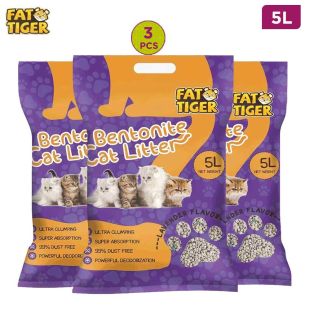 Fat Tiger Bentonite Cat Litter ( Lavender ) 3 X 5 L