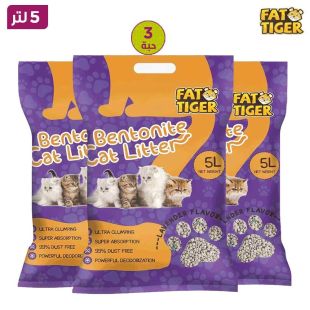 رمل فضلات القطط Bentonite برائحة اللافندر 3 × 5 لتر من Fat Tiger