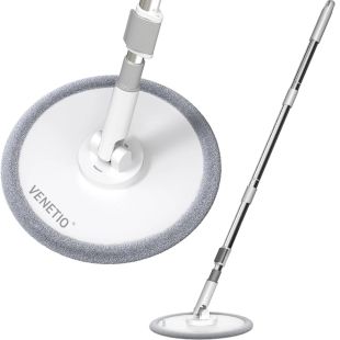 ممسحة أرضيات دائرية مع وسادة مايكروفايبر قابلة للغسل وإعادة الاستخدام