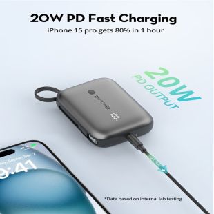 Power Bank 10000mAh 20W with Built-in Cable + USB-C and USB-A Ports by RavPower