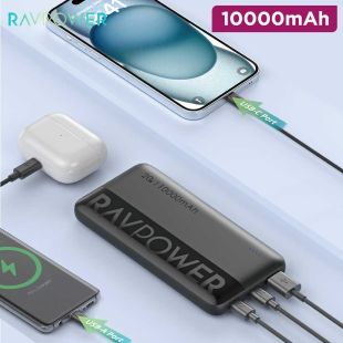 10000mAh Power Bank with Dual USB-C and 1 USB-A Ports by RavPower