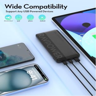 10000mAh Power Bank with Dual USB-C and 1 USB-A Ports by RavPower