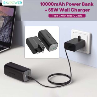 10000mAh Power Bank + 65W Wall Charger by RAVPower - Sheeel Kuwait
