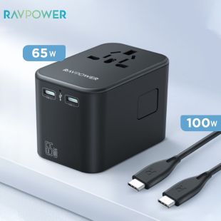 PD Pioneer 65W 3 Port Travel Charger with 100W Type-c Cable by Ravpower (New Product / Open Box)