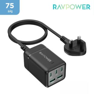 شاحن مكتب محمول 5 منافذ 75 واط من Ravpower ( منتج جديد / من غير كرتون )