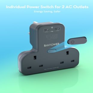 Power Outlet Extender GaN 3250W 2 AC Outlets and 2 USB-C by RavPower