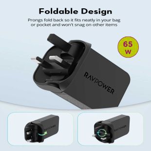Wall Charger GaN 65W Dual USB-C Foldable by RavPower