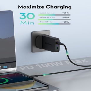 Wall Charger GaN PD 100W Dual USB-C by RavPower