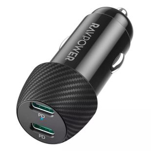 شاحن سيارة منفذين USB-C قوة 50 واط من RAVPower