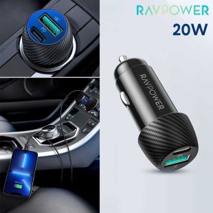 RAVPower 20W USB-C Fast Car Charger