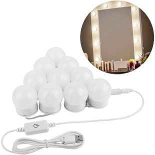 10-Bulb LED Light Strip for Mirrors