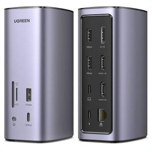 قاعدة شحن USB-C يدعم 3 شاشات 12 في 1 قوة 100 واط من UGREEN