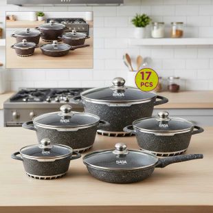 Saga 17Pcs Granite Cookware Set