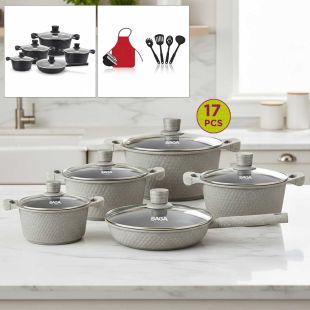 Saga 17Pcs Modern Granite Cookware Set