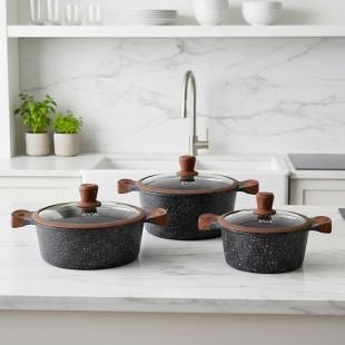 طقم أواني طهي من الجرانيت 6 قطع من Saga