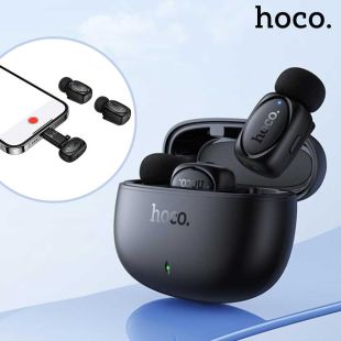 ميكروفون لافالير لاسلكي مزدوج مع شحن USB‑C من Hoco