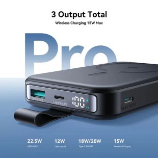 بطارية احتياطية مغناطيسية 10000 مل أمبير بشحن لاسلكي Qi2 وشحن سريع 22.5 واط مع ستاند من Joyroom