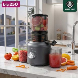 عصارة بطيئة سلكية بفتحة واسعة ومحرك نحاسي بقوة 250 واط من Green Lion
