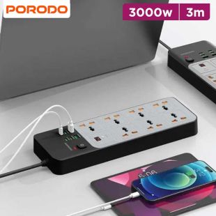 Power Strip 3000W 7 AC Outlets 6 USB Ports by Porodo