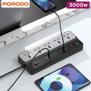 Power Strip 3000W 5 AC Outlets 9 USB Ports by Porodo