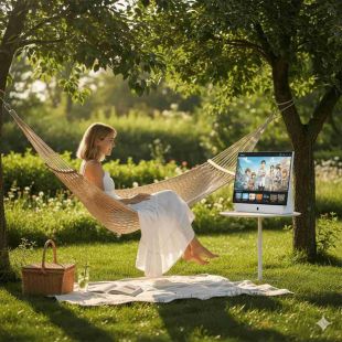 Powerology Portable 27 Inch FHD Smart TV Android 14 38400mAh