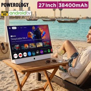 Powerology Portable 27 Inch FHD Smart TV Android 14 38400mAh