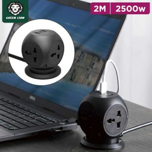 Green Lion 2500W 4 Way Desk Universal Socket with USB-C and 2 USB-A Ports 2M