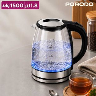 غلاية كهربائية زجاجية 1.8 لتر 1500 واط من Porodo